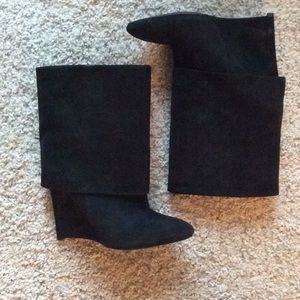 Enzo Angiolini Suede Fold Over Wedge Ankle Boot
